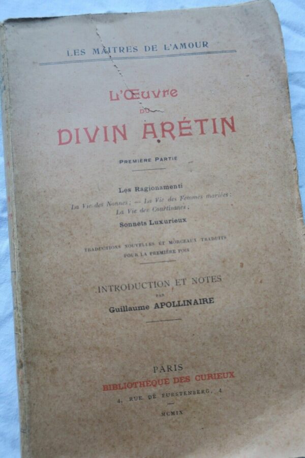 érotiqueApollinaire, Guillaume: L'oeuvre du divin Arétin  1909 – Image 3