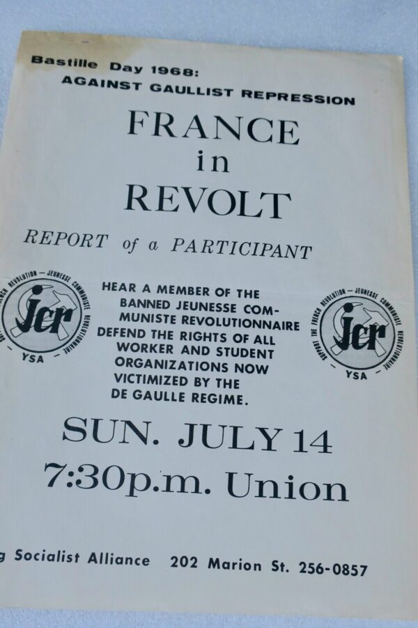 1968 FRANCE IN REVOLT JCR Bastille TRACT – Image 3