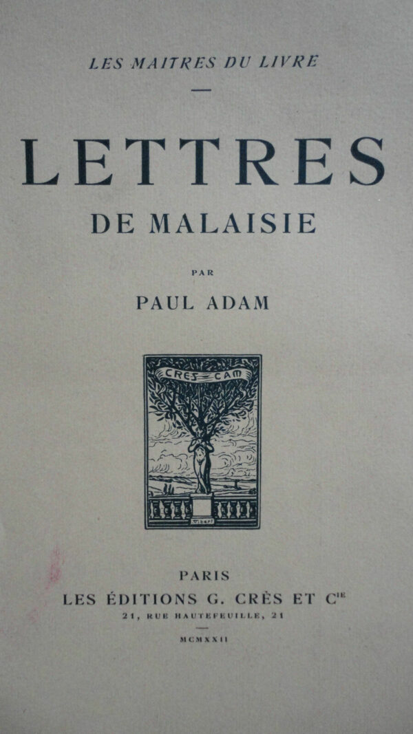 ADAM Paul LETTRES de MALAISIE ex sur rives – Image 3