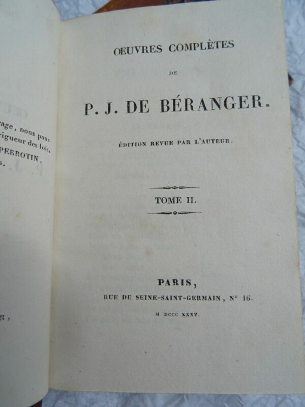 BERANGER. Oeuvres complètes de P.-J. Béranger 1835 – Image 7