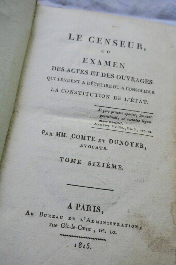 Censeur, ou, Examen des actes et des ouvrages qui tendent à détruire ou à..1815 – Image 3