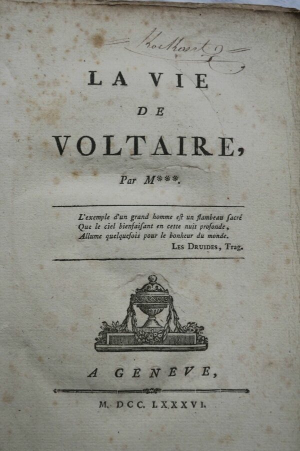 DUVERNET  La Vie de Voltaire. Genève, 1786 – Image 3