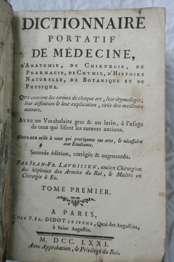 Dictionnaire portatif de médecine d'anatomie, de chirurgie, de pharmacie..1771 – Image 3