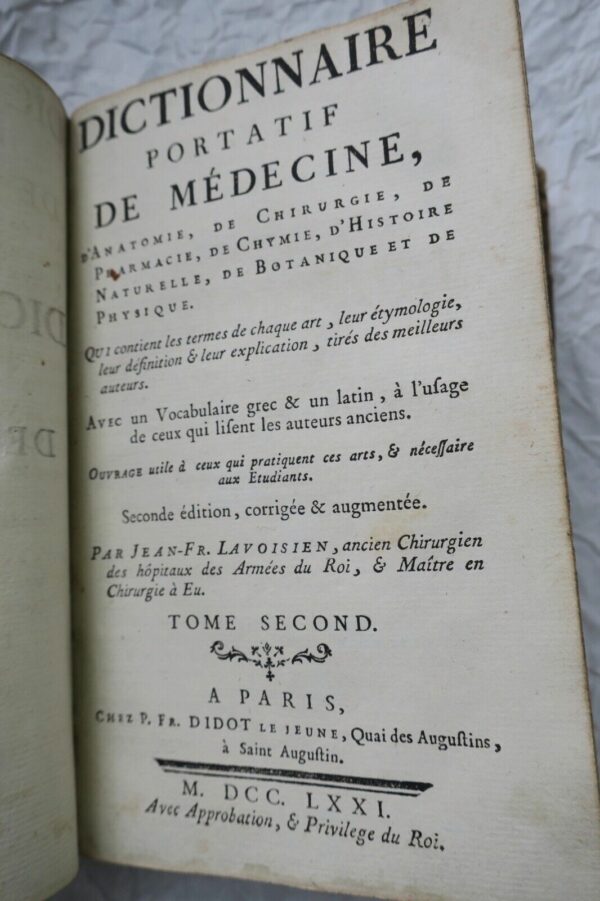 Dictionnaire portatif de médecine d'anatomie, de chirurgie, de pharmacie..1771 – Image 4