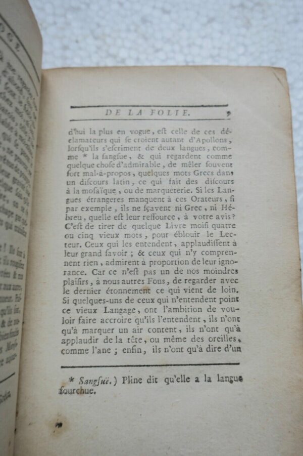 ERASMUS L’eloge de la folie, traduit du latin d’Erasme 1757 – Image 6