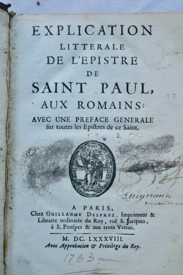 Explication littérale de l'epistre de Saint-Paul aux romains 1688 – Image 3