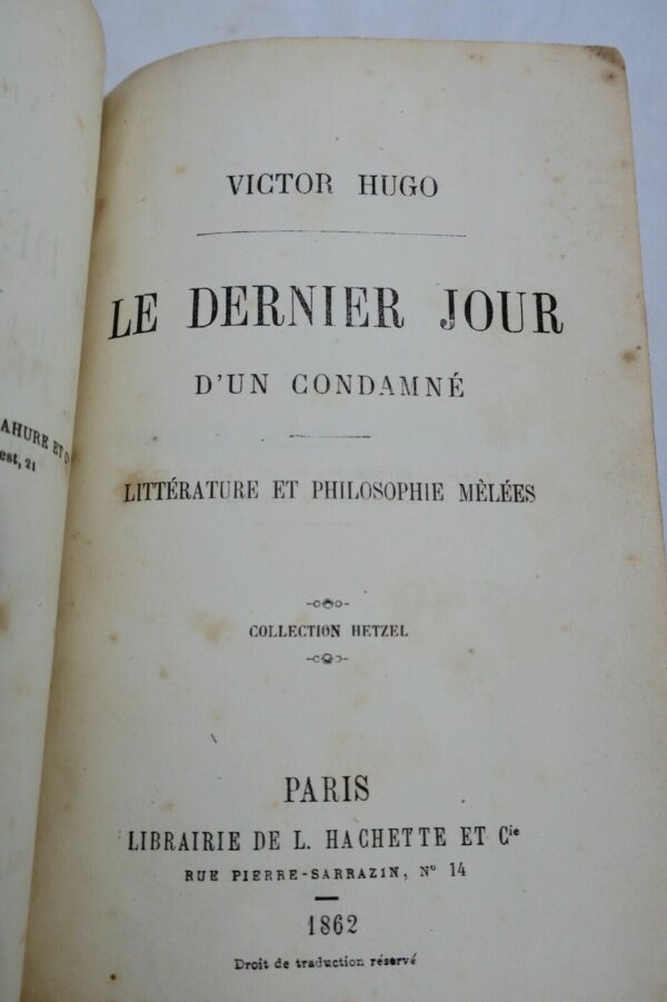 Hugo (Victor), Le dernier jour d'un condamné 1862 – Image 7