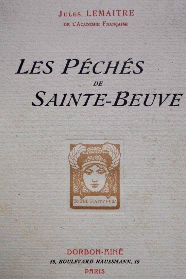 LEMAITRE  Les péchés de Sainte-Beuve