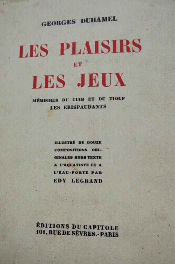 LES PLAISIRS ET LES JEUX -sur vélin nté 1930 orné o fortes & aquatintes – Image 3