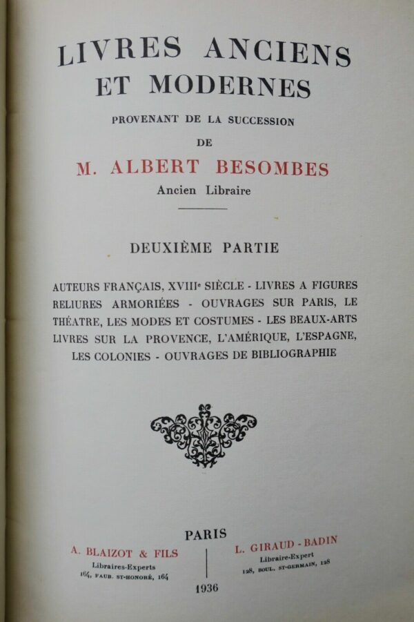 Livres anciens et modernes, provenant de la succession 1936 BESOMBES – Image 7