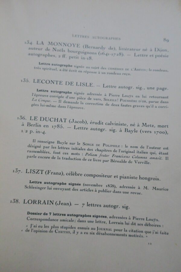 Louÿs Manuscrits de Pierre Louÿs et de divers auteurs contemporains 1926 – Image 4