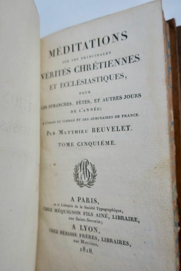 MEDITATIONS SUR LES PRINCIPALES VERITES CHRETIENNES ET ECCLESIASTIQUES 1818 – Image 4