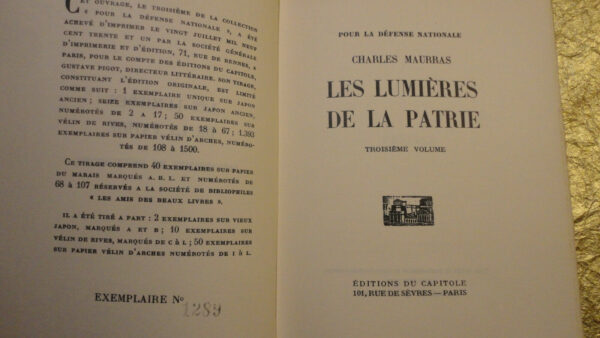 Maurras Les Lumières de la patrie     ex sur vélin nté – Image 3