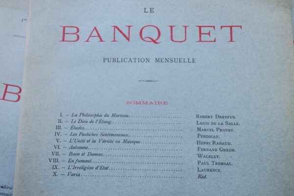 Proust 1892-1893 TEXTES INEDITS LE BANQUET – Image 3