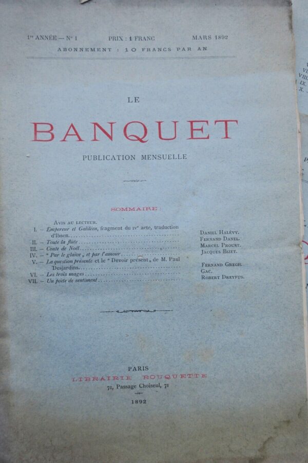 Proust 1892-1893 TEXTES INEDITS LE BANQUET – Image 4