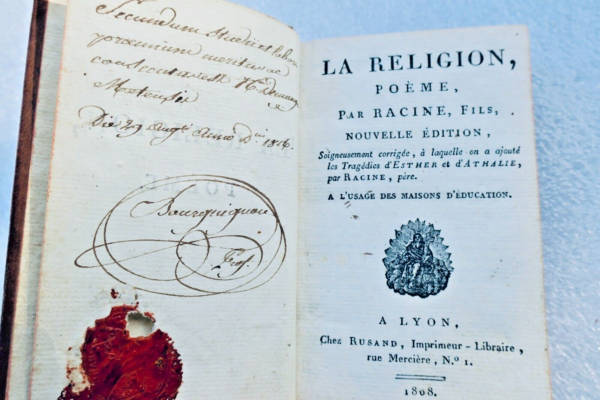 RACINE POEME  la religion 1808