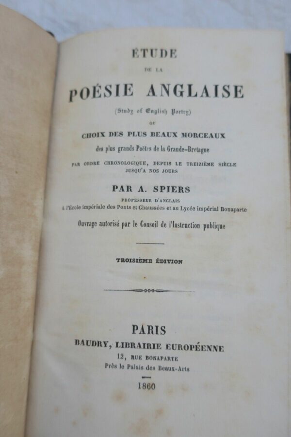 SPIERS Etudes de la poésie anglaise – Image 6