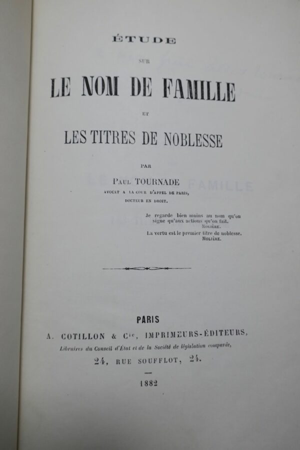 Tournade  Etude sur le nom de famille et les titres de noblesse 1882 – Image 5