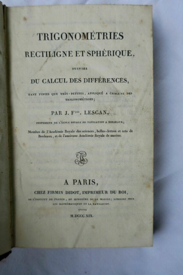 trigonométries rectiligne et sphèrique suivies du calcul...1819 – Image 3