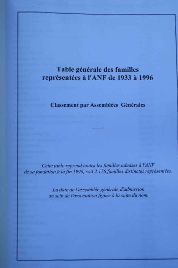 ANF table générale des familles représentées à l'ANF de 1933 à 1996 noblesse – Image 7