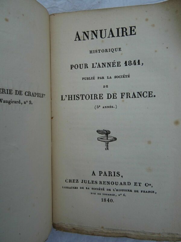 ANNUAIRE historique pour l'année 1841