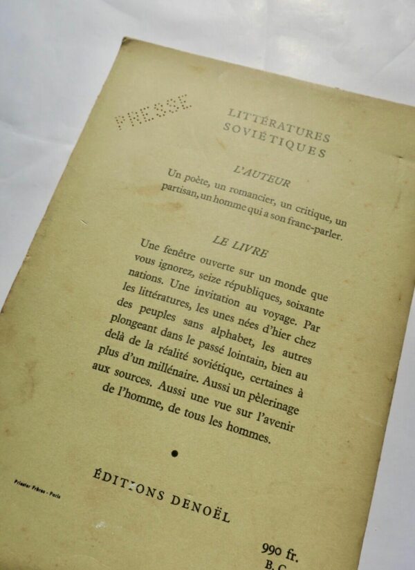 Aragon Littérature soviétiques Denoël. 1955, S.P. + dédicace – Image 4