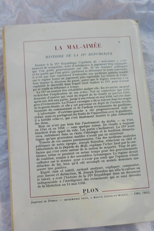 BARSALOU Joseph LA MAL-AIMEE- HISTOIRE DE LA IVème REPUBLIQUE – Image 6