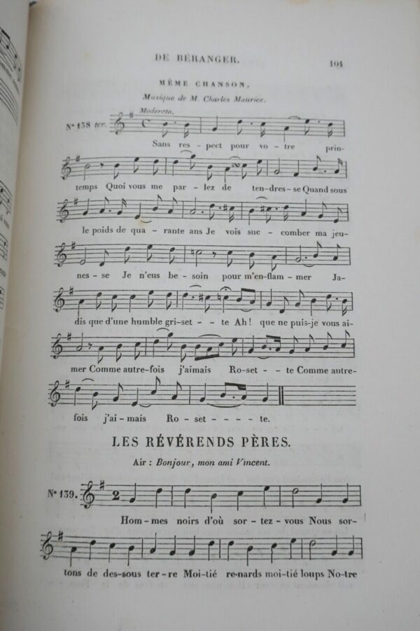 BERANGER MUSIQUE DES CHANSONS DE BERANGER - Airs notés anciens et modernes 1841 – Image 6