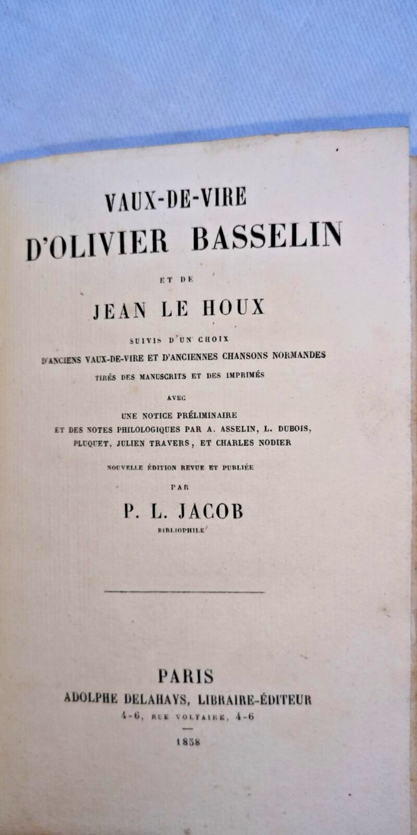 CHANSONS Vaux-de-Vire d'Olivier BASSELIN et de Jean LE HOUX 1863 – Image 3