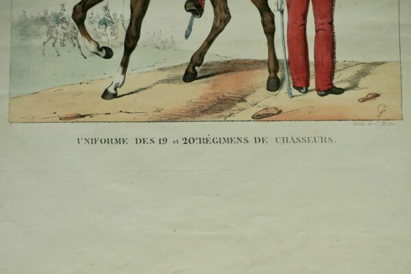 Chasseurs uniforme 39x55,5 cm lithographie , lith. C. Motte – Image 4