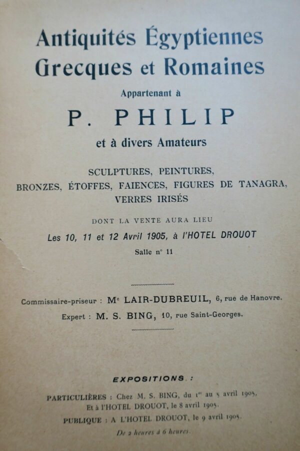 Collection P. Philip et collections diverses. Antiquités Égyptiennes grecques... – Image 6