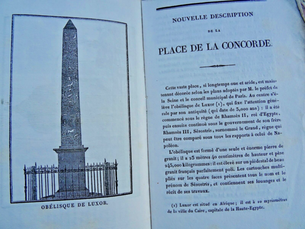 Concorde Nouvelle description de la place de la Concorde. Explication 1840 PARIS