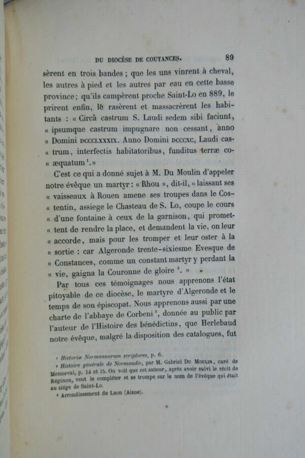 Coutances  Histoire ecclésiastique du Diocèse de Coutances 1874 – Image 5