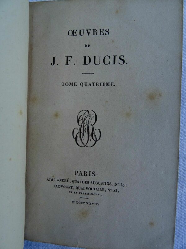 DUCIS (J.F.). Oeuvres 1827 – Image 9