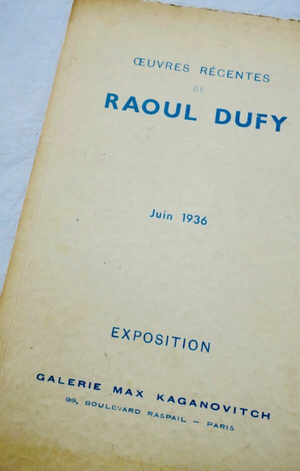 DUFY Oeuvres récentes de Raoul Dufy. Juin 1936