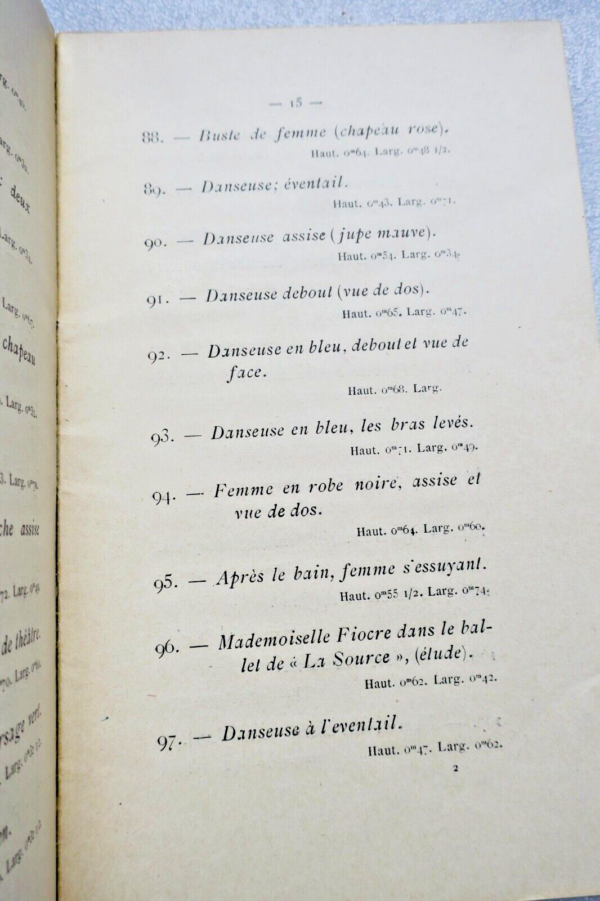 Degas, Edgar Catalogue des tableaux, pastels et dessins par Edgar Degas 1918 – Image 6