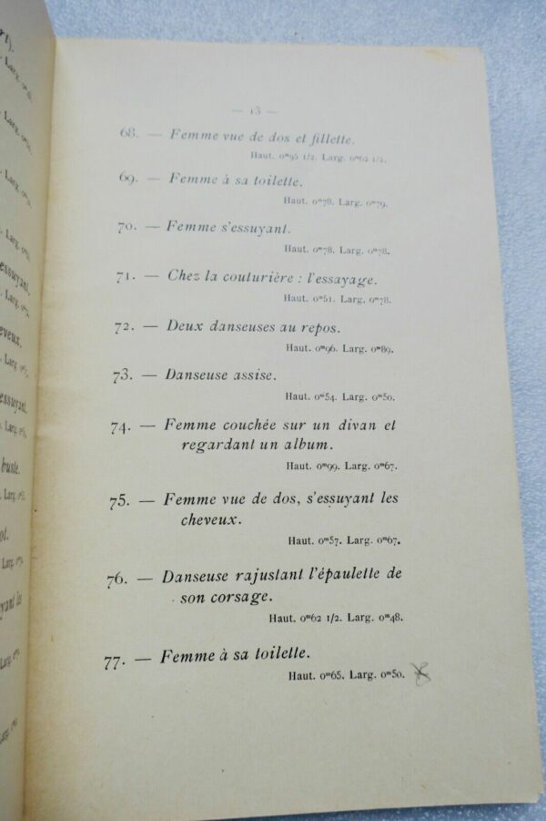 Degas, Edgar Catalogue des tableaux, pastels et dessins par Edgar Degas 1918 – Image 7