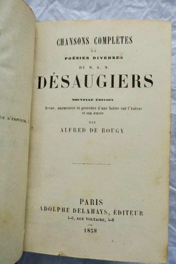 Désaugiers Chansons complètes et Poésies Diverses 1858 mini – Image 3