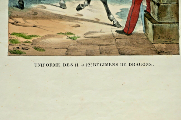 Dragons uniforme 39x55,5 cm lithographie , lith. Ch. Aubry – Image 5