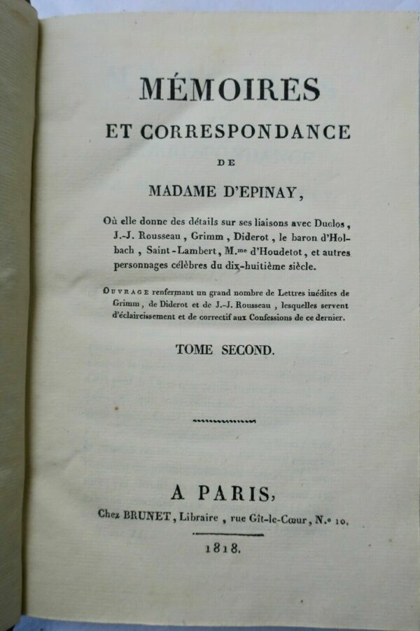 EPINAY  Mémoires et Correspondance – Image 3