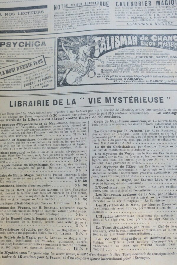 ESOTERIE VIE MYSTERIEUSE-REVUE DE SPIRITISME, MAGNETISME, MAGIE, ASTROLOGIE 1910 – Image 7