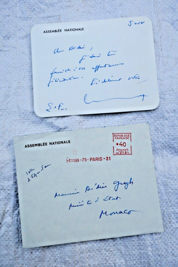 Edgar Faure carte manuscrite signée