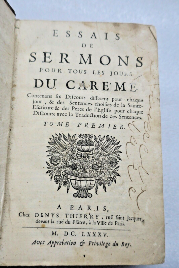 Essais de Sermons pour tous Les Jours du Carême 1685 – Image 4