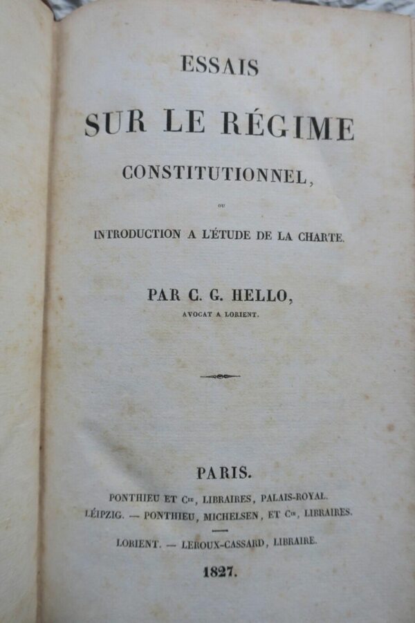 Essais sur le régime constitutionnel ou Introduction 1827 – Image 8