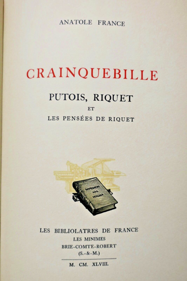 FRANCE  Crainquebille. Putois, Riquet et les pensées de Riquet BIBLIOLATRE – Image 3