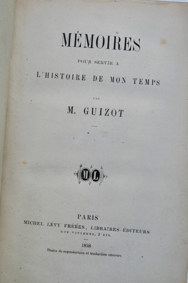 Guizot Mémoires pour servir a l'histoire de mon temps 1858 – Image 3