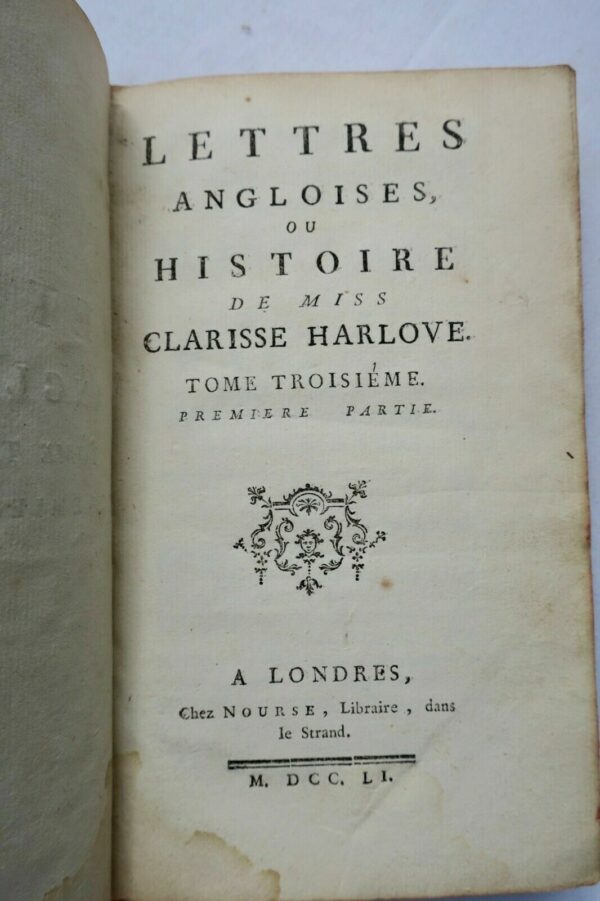 HARLOVE Lettres Angloises ou Histoire de Miss Harlove 1751 – Image 3