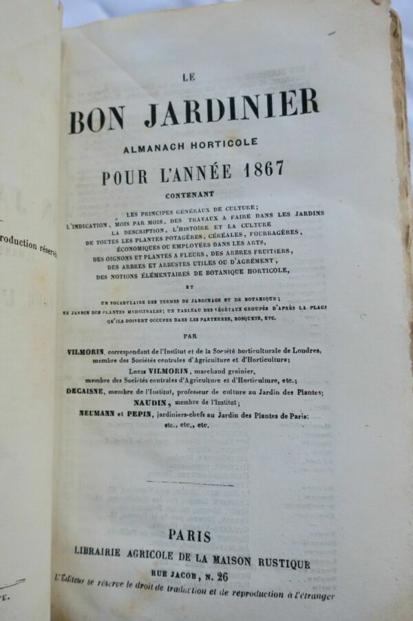 Jardin LE BON JARDINIER  almanach Horticole 1867 – Image 4