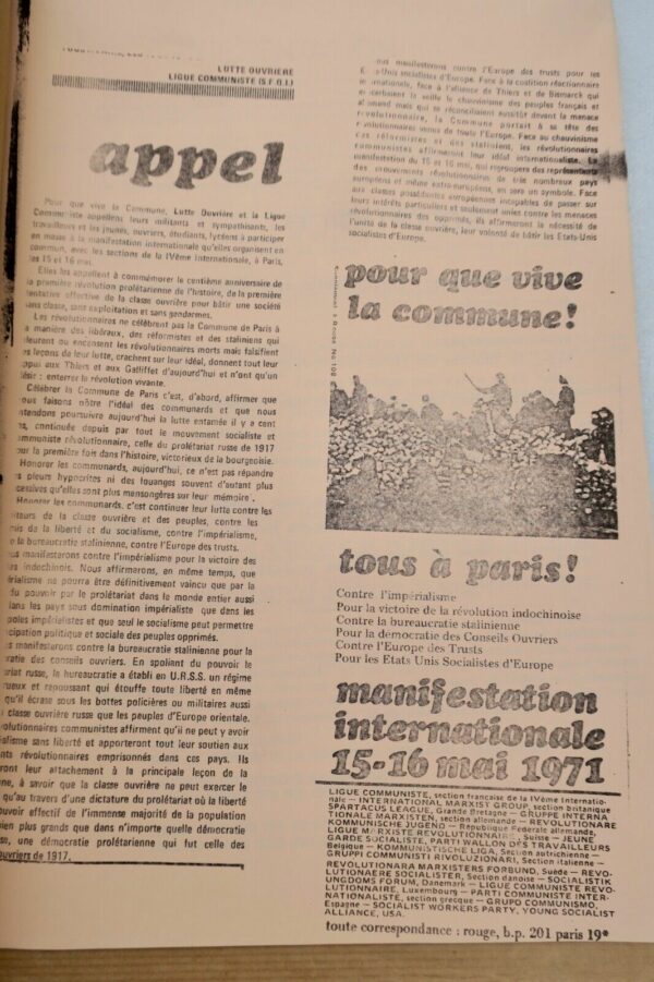 Jeune garde n°1 1971 comité rouge et de la ligue communiste cent ans  LA COMMUNE – Image 3