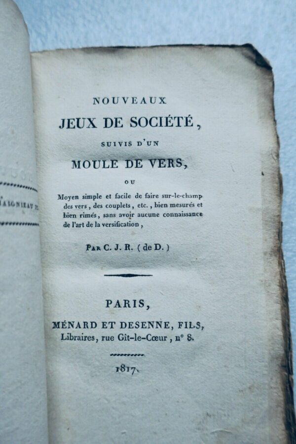 Jeux  Nouveaux jeux de société, suivis d'un moule de vers 1817 – Image 3